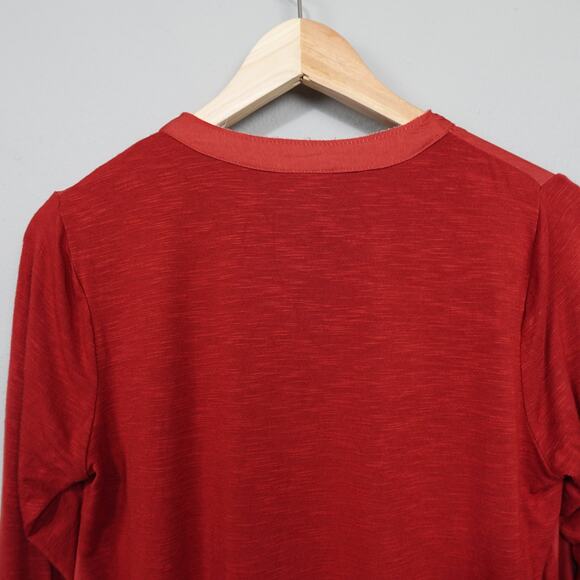 Anthropologie Dolan Lucille Tie Neck Peasant Top Sz S Rust Red Mixed Media - Picture 10 of 12